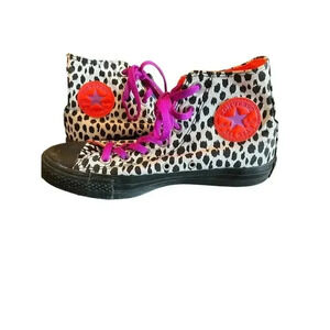 CONVERSE ALL STAR high top animal print with neon accent size 8